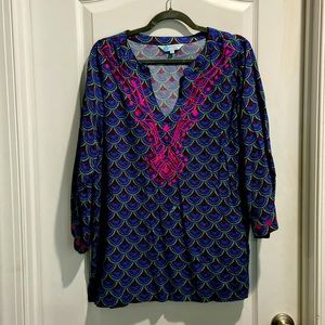 Escapada Living Embroidered Tunic Top Womens XL V Neck